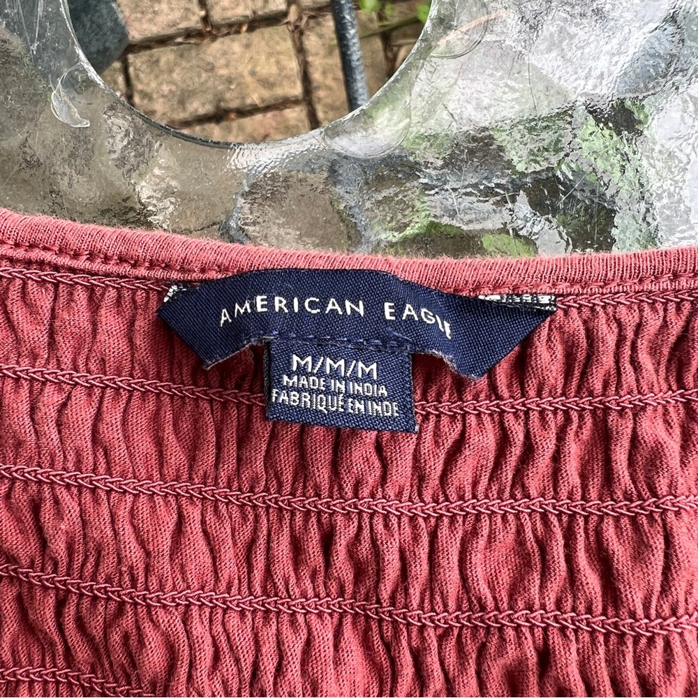 American Eagle Elastic Ruching Razorback Tank Top F7 - Picture 4 of 5